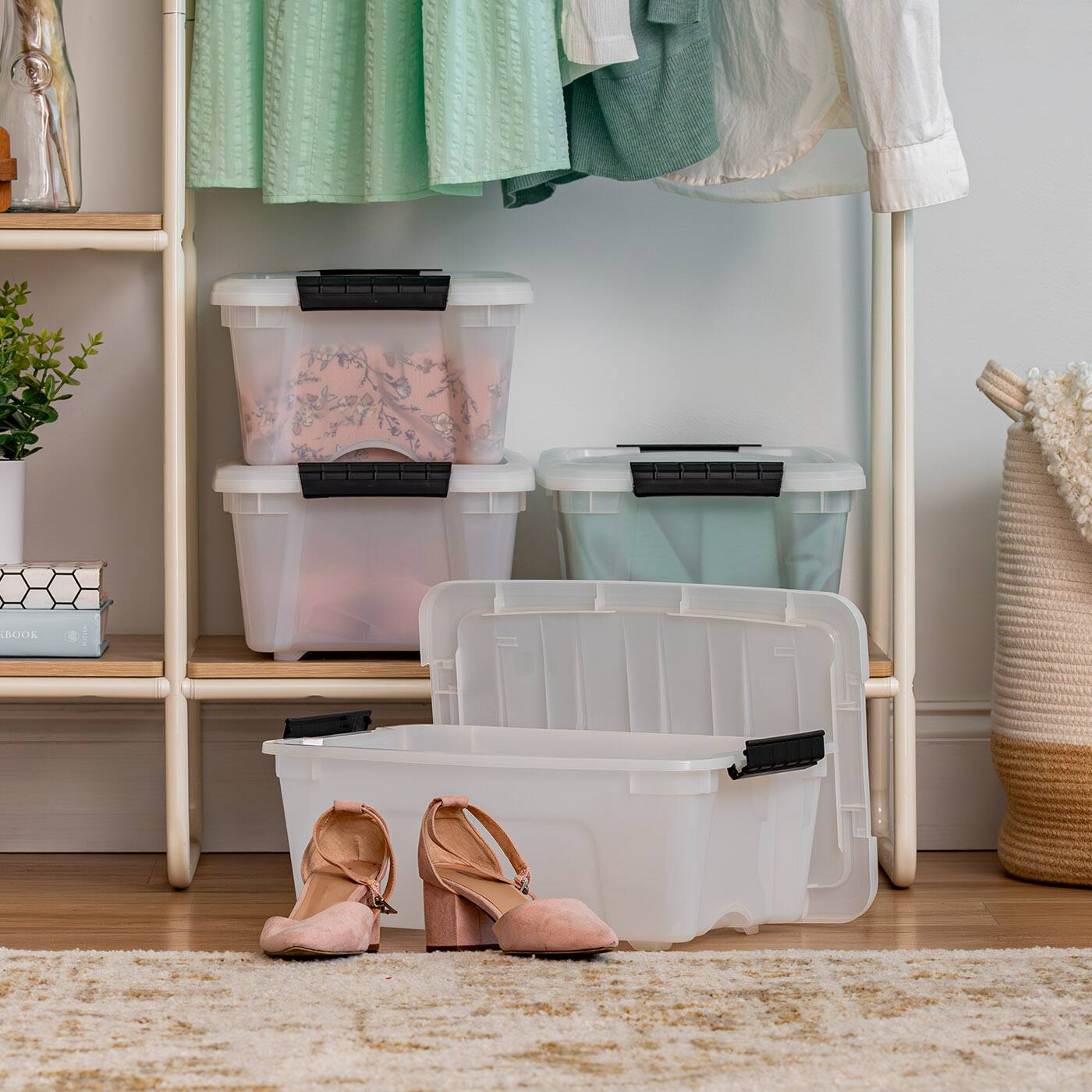 Alt View 4. IRIS USA - IRIS 12.75qt Plastic Storage Bins with Lids and Secure Latching Buckles - 4 Pack.