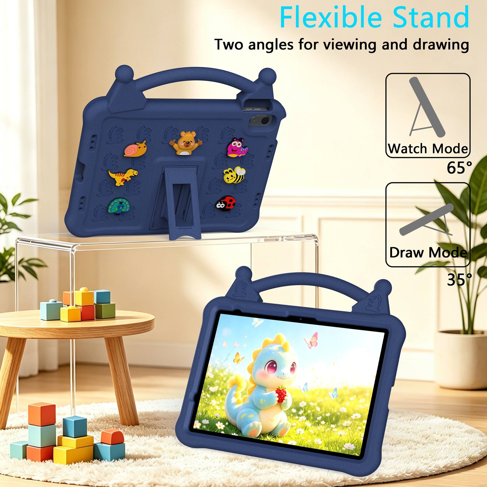 Flexible Stand  
Two angles for viewing and drawing  
A Watch Mode 65°  
B Draw Mode 35°