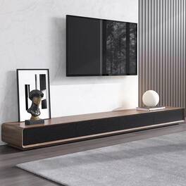 POVISON - 78.74" Fully-Assembled Modern Wood Black TV Stand, Rectangular Media Console with 4 Drawers - Dark Wood & Black