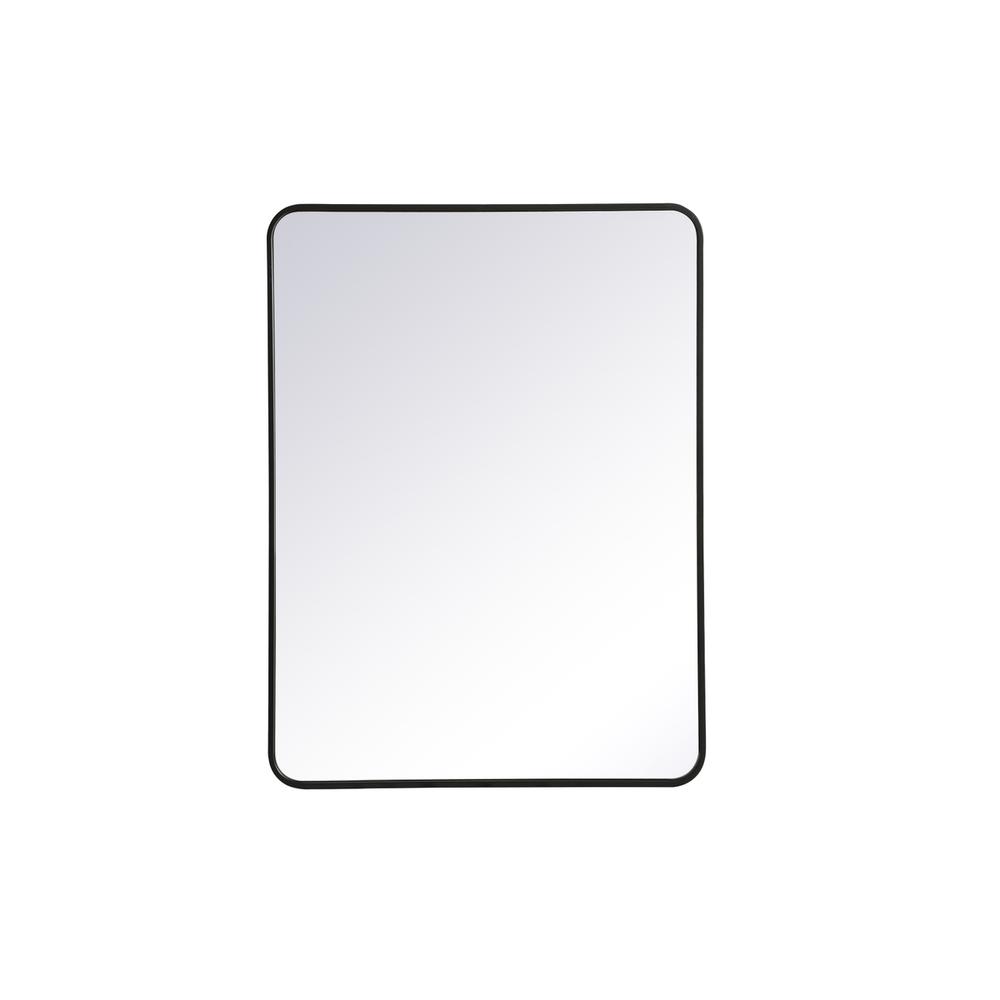 Back. Elegant Decor - Soft corner metal rectangular mirror 30x40 inch in Black - Black.