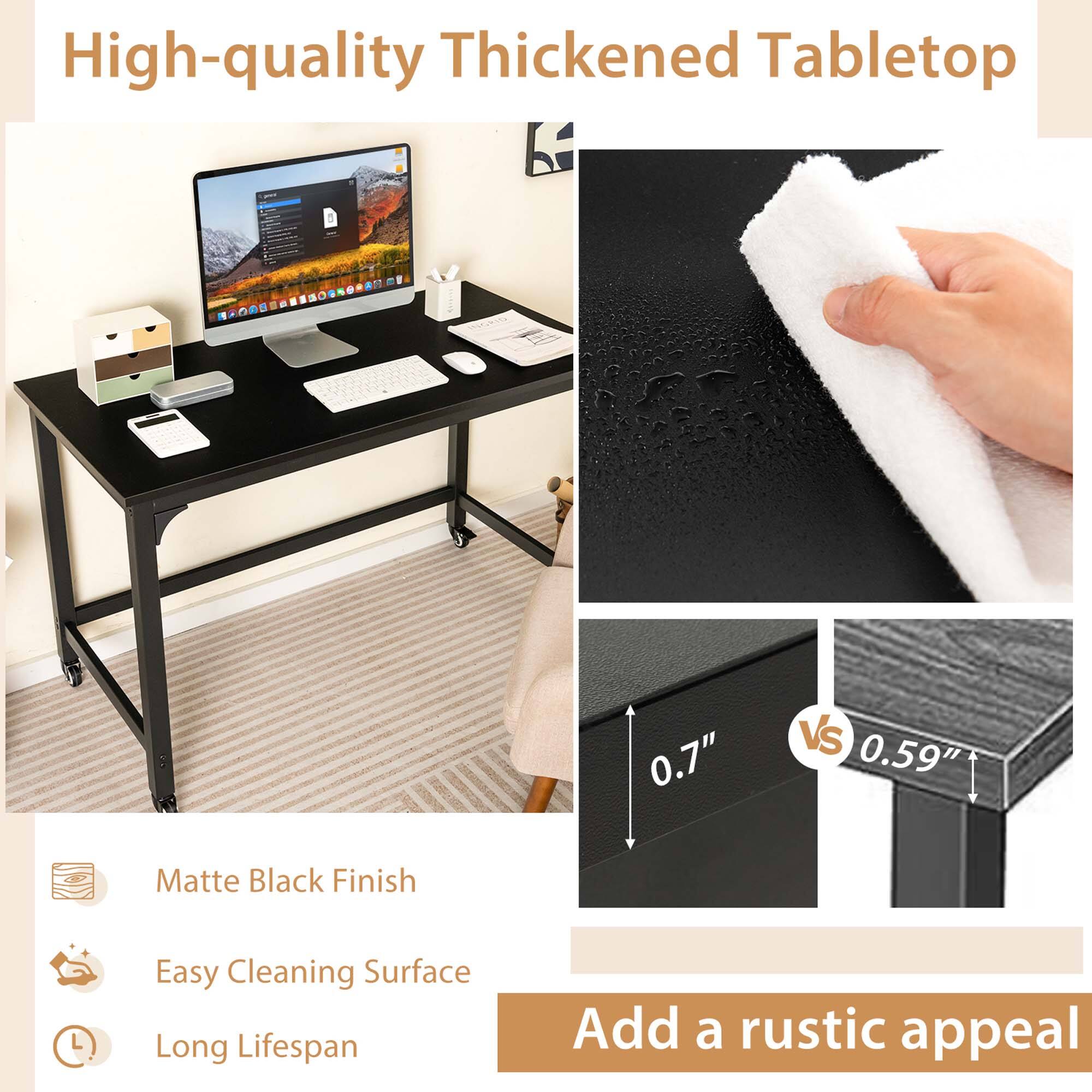 High-quality Thickened Tabletop R d A . a1 0.7" Vs 0.59" Matte Black Finish Easy Cleaning Surface Long Lifespan Add a rustic appeal