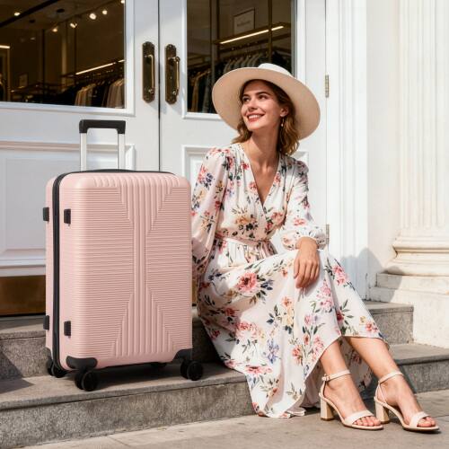 Alt View 9. Winado - 28" Hardshell Carry On Luggage with Spinner Wheels Lightweight PP Hardside Small Suitcase with Built-in Lock - Pink.