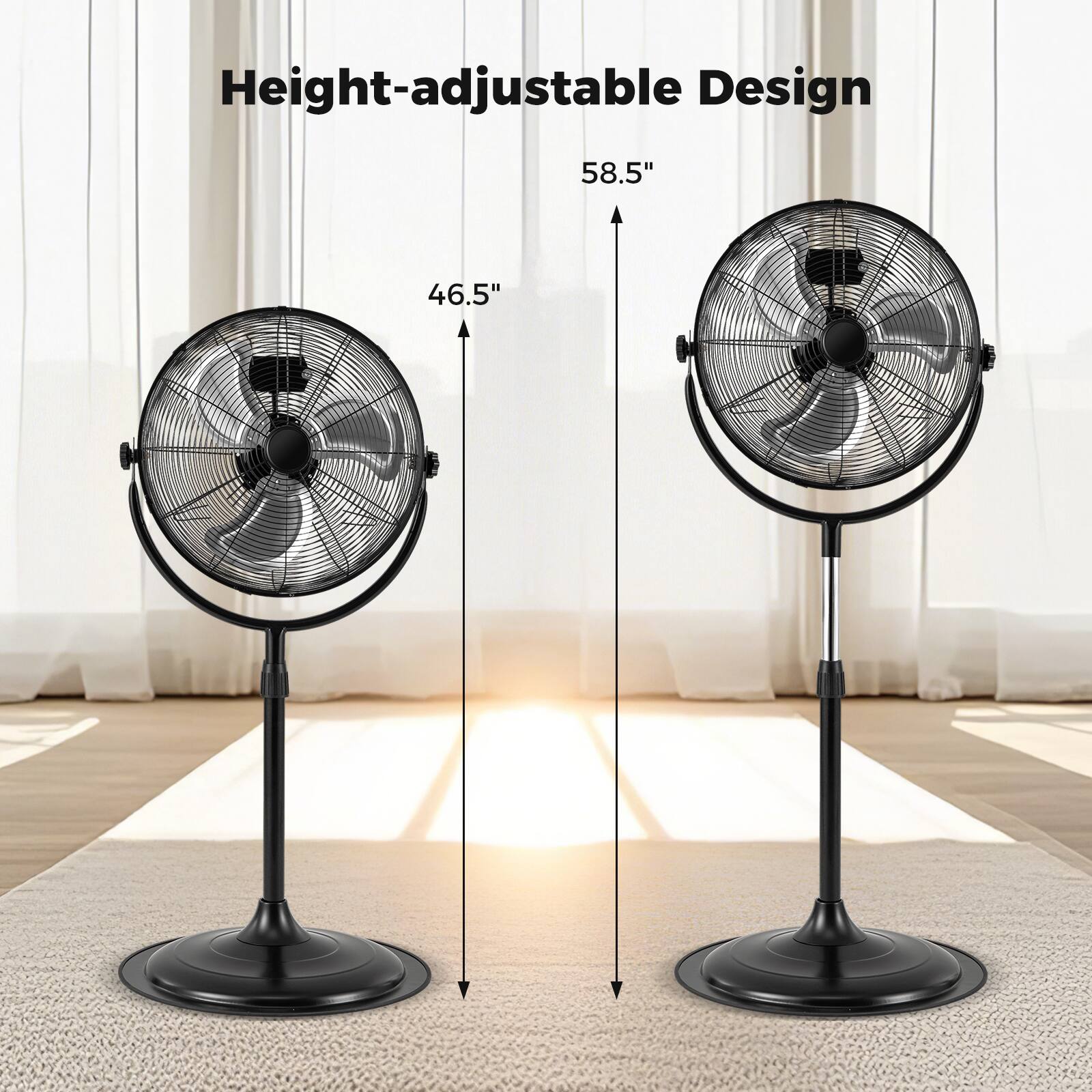 Height-adjustable Design  
58.5"  
46.5"
