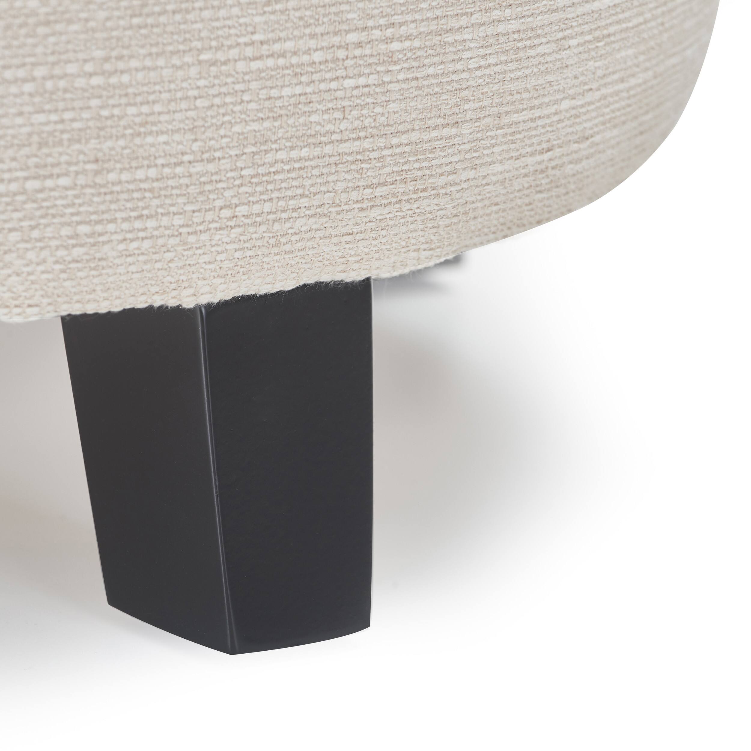 Left. Click Decor - Bennett Round Storage Ottoman - Ivory.
