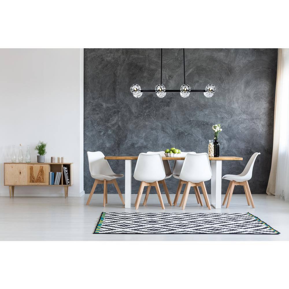 Angle. Elegant Lighting - Eren 31 inch Pendant Light in Black - Black.