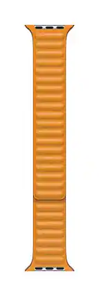 Front. Apple - Apple Watch Band - Leather Link (40mm) - California Poppy - Medium/Large - Orange.