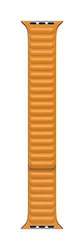 Front. Apple - Apple Watch Band - Leather Link (40mm) - California Poppy - Medium/Large - Orange.