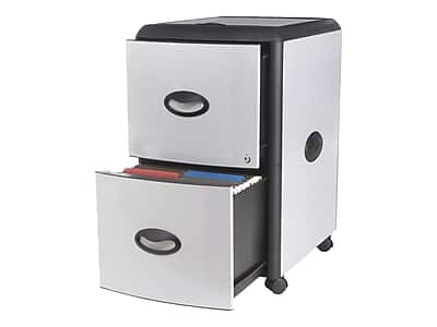 Front. Storex - Deluxe 2-Drawer Mobile Vertical File Cabinet, Letter Size, Lockable, 23"H x 15"W x 19"D - Metal.
