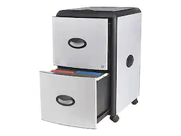 Storex - Deluxe 2-Drawer Mobile Vertical File Cabinet, Letter Size, Lockable, 23"H x 15"W x 19"D - Metal
