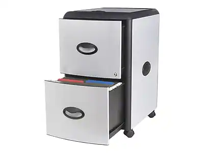 Front. Storex - Deluxe 2-Drawer Mobile Vertical File Cabinet, Letter Size, Lockable, 23"H x 15"W x 19"D - Metal.