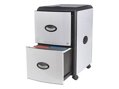 Front. Storex - Deluxe 2-Drawer Mobile Vertical File Cabinet, Letter Size, Lockable, 23"H x 15"W x 19"D - Metal.
