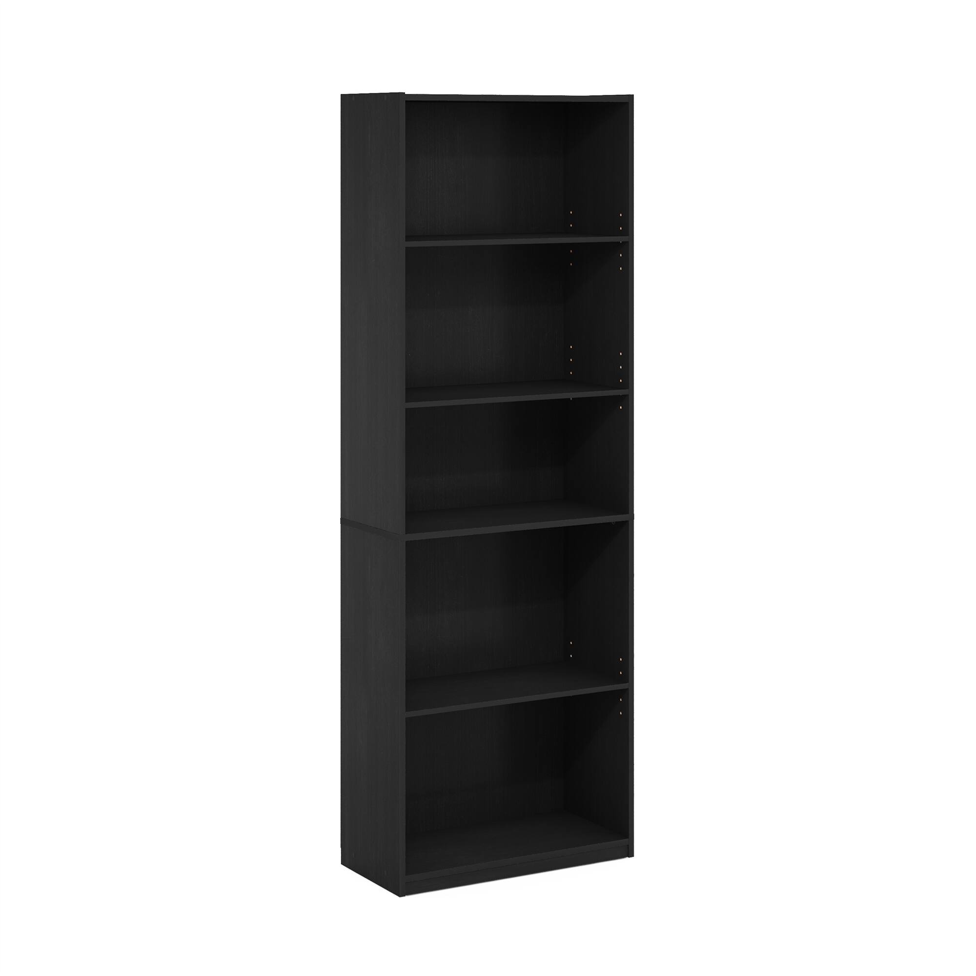 Alt View 6. Furinno - GEHRY Book Shelf, 5-Tier Bookshelf, Bookcase, with Adjustable Shelves, 11.6 x 24.8 x 71.4, for Home Office, Living Room - Darkwood.