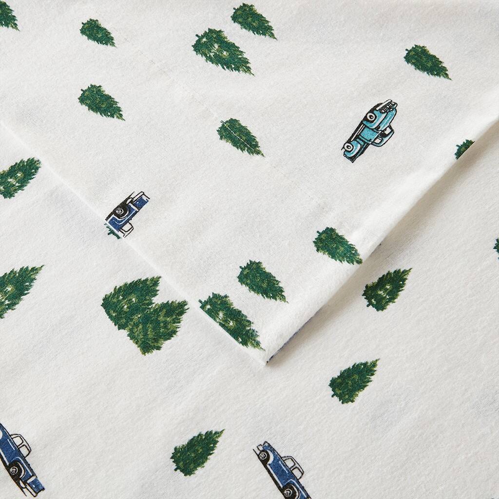 Alt View 5. Gracie Mills - Gracie Mills Kayce Flannel Sheet Set - Green Trees & Trucks.