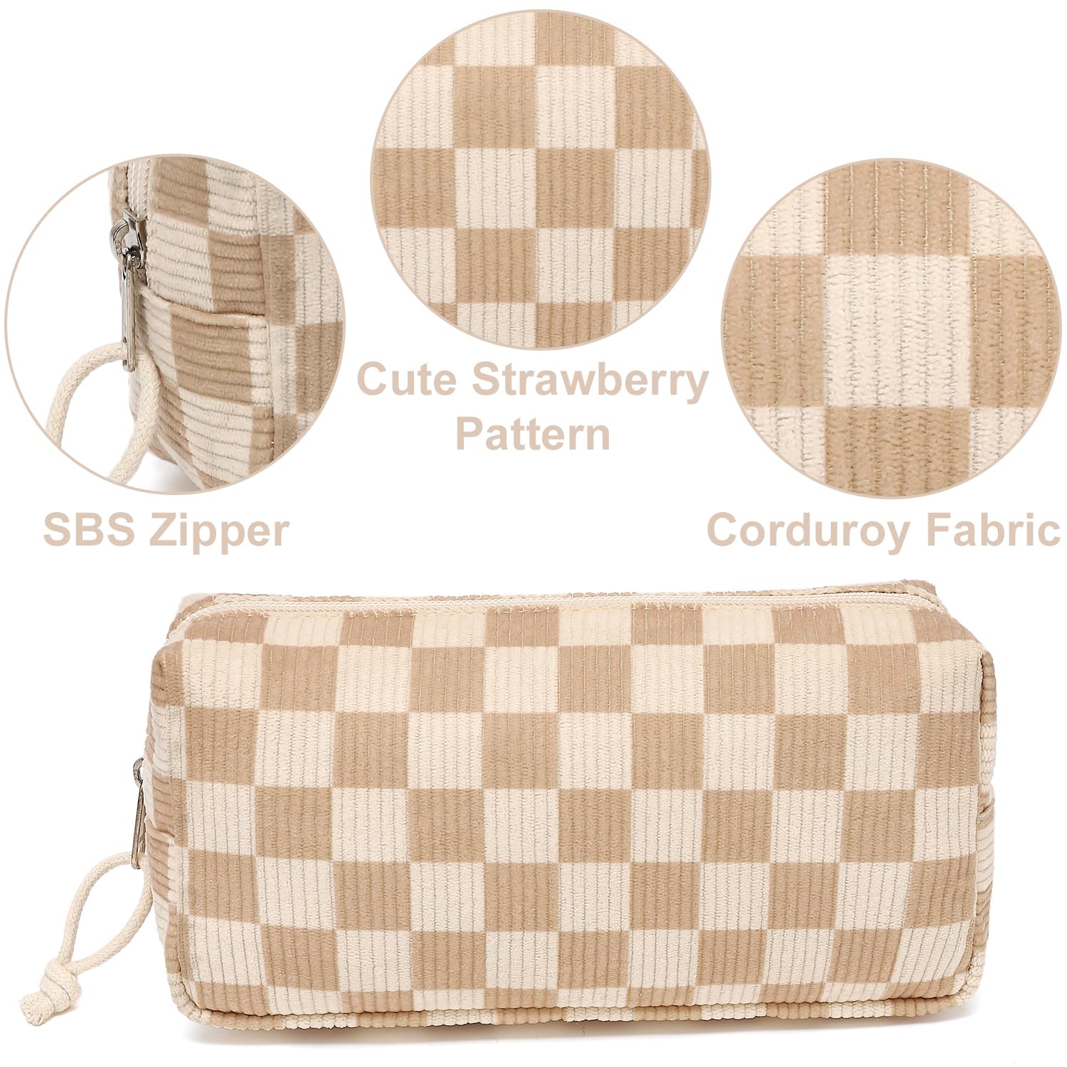 Cute Strawberry Pattern  
SBS Zipper  
Corduroy Fabric