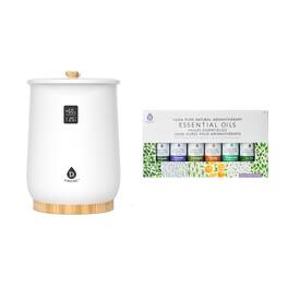 Pursonic - Home Spa Bucket Towel Warmer Bundle – Large-Capacity Warmer with Adjustable Heat (20–90 Min) + 6 Essential Oils - White
