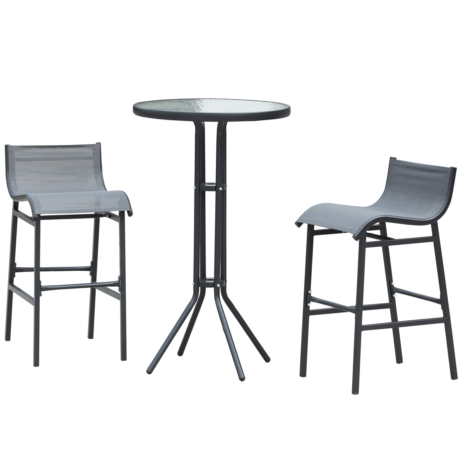 Outsunny - Piece Bar Height Outdoor Bistro Set for 2 - Charcoal Gray