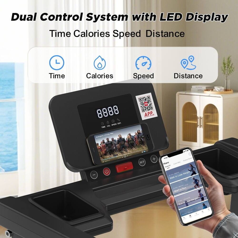 Dual Control System with LED Display  
Time Calories Speed Distance  
APP.  
SPERO DE TME CAL - Indocio Avengurs MP + 15 - Plans Snded sh nsm - - Weight F al Lose Walk - - 0 Nun PA - e Weight Mad *