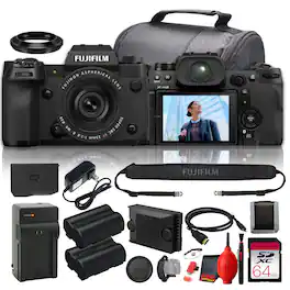 Fujifilm - X-H2 Mirrorless 8K Camera 40.2MP Sensor IBIS Stabilization Bundle - Black