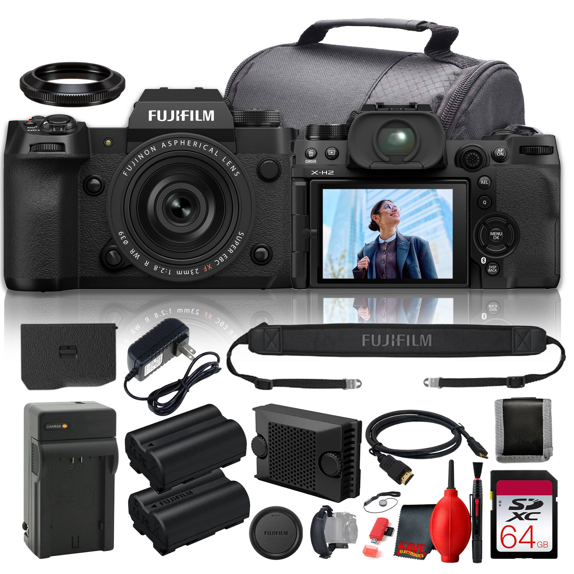 FUJIFILM ASPHERICAL FUJINON LENS 39 SUPER WR EBC R 1:2.8 23mm XF  
DRIVE X-H2  
AEL Q MENU OK DV BACK  
1:2.8 23mm XF 8 EBC RW ER  
FUJIFILM  
PER 420  
CHARGE  
FUJIFILM  
FUJIFILM  
ELECTRONICS SAVE  
: S XC 64 GB