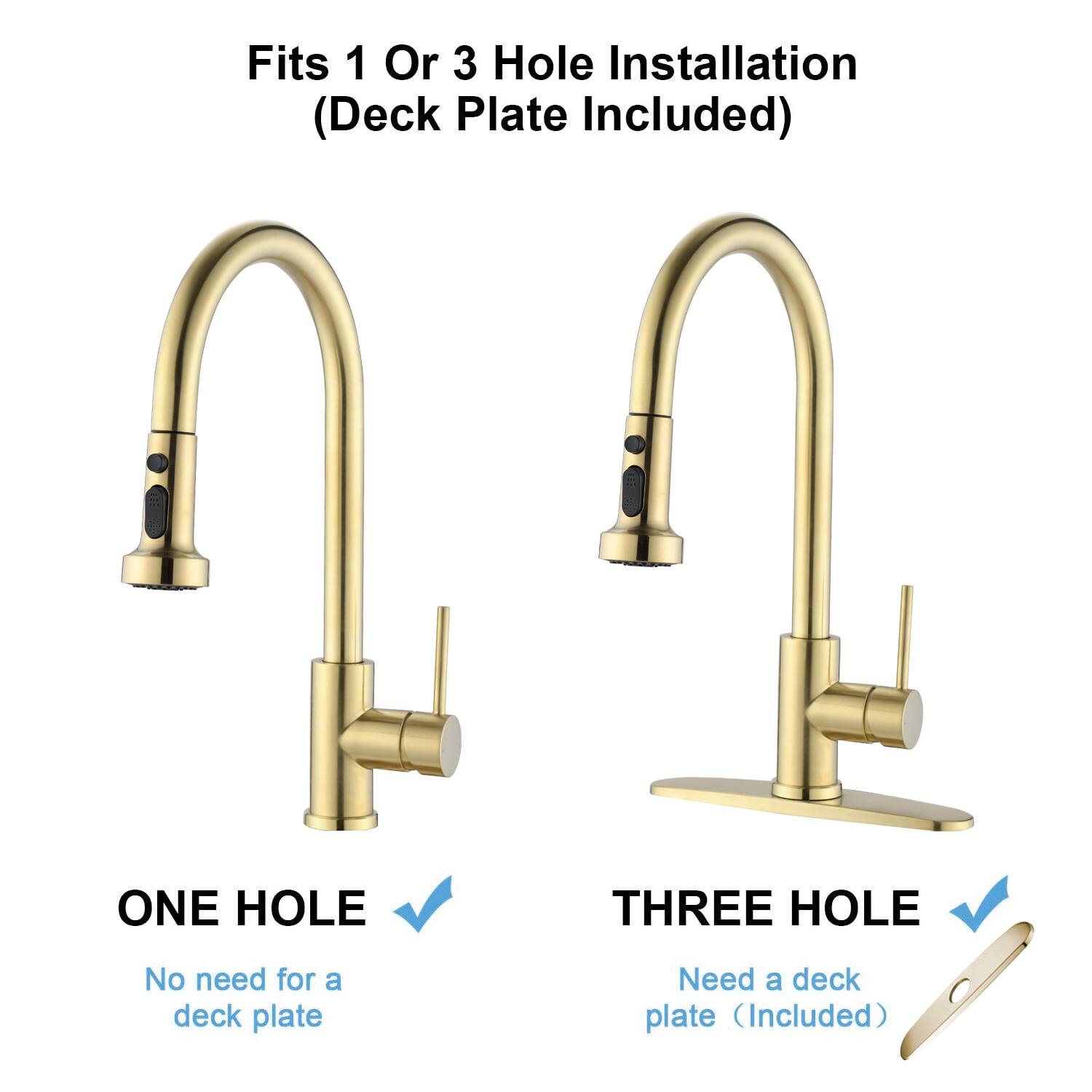 Fits 1 Or 3 Hole Installation (Deck Plate Included)

ONE HOLE
No need for a deck plate

THREE HOLE
Need a deck plate (Included)