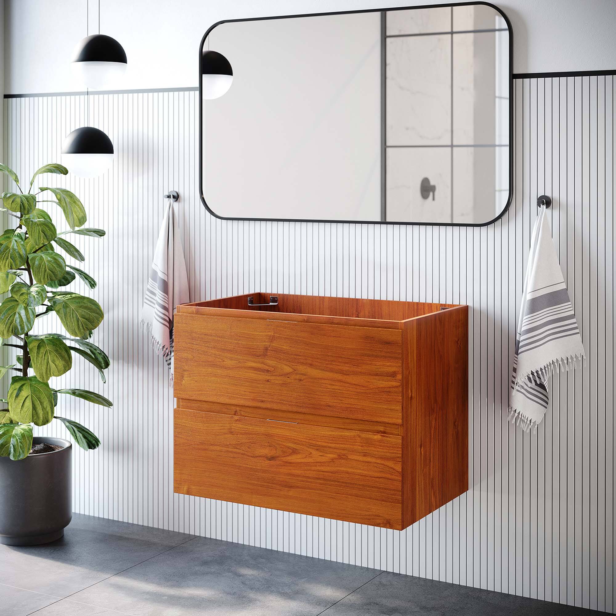 Front. Modway - Scenic Wall-Mount Bathroom Cabinet Basin Not Included by Modway - Cherry Walnut.