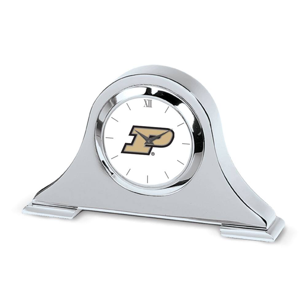 Front. Jardine - Purdue Boilermakers Primary Team Logo Napoleon Desk Clock - Silver.