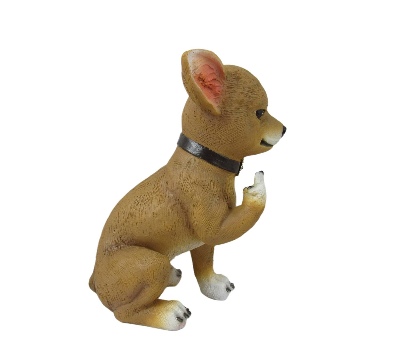 Alt View 5. DWK Corporation - Lil Rascal Rude Finger Flipping Chihuahua Dog Tabletop Statue 6.75 Inches High - Brown.