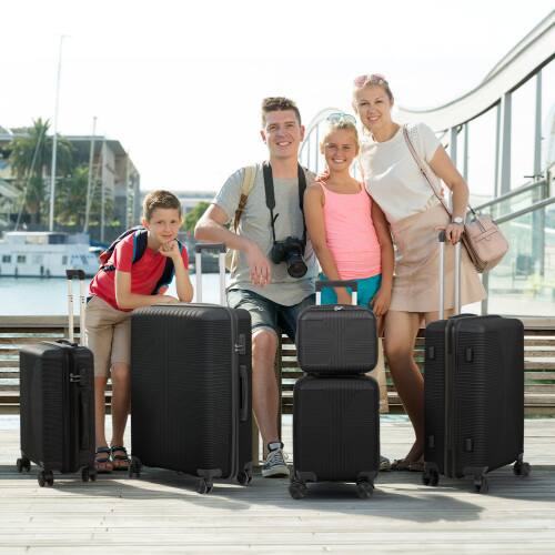 Alt View 8. Winado - 12"/16"/20"/24"/28" Carry on 5 Piece PP Hardside Luggage Suitcase Set with Built-in Lock Spinner Wheels Travel Business - Black.