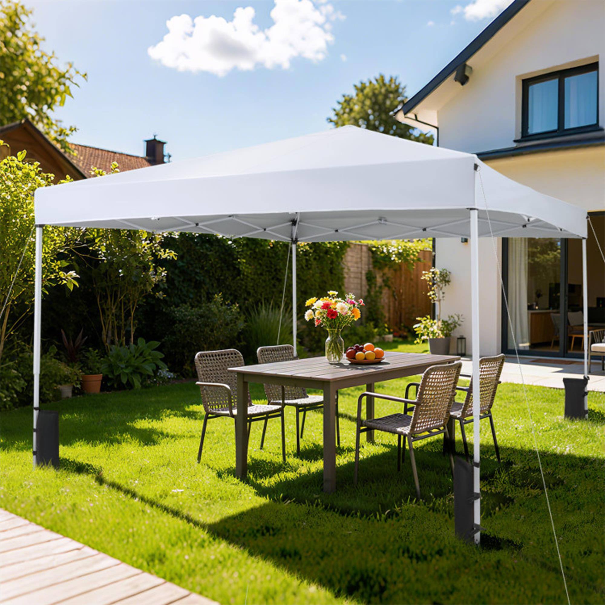 Alt View 2. Boyel Living - White 10 x 10 Feet Pop up Canopy Tent with Carrying Bag and 4 Sandbags 120-in L x 120-in W x 98.4-in H.