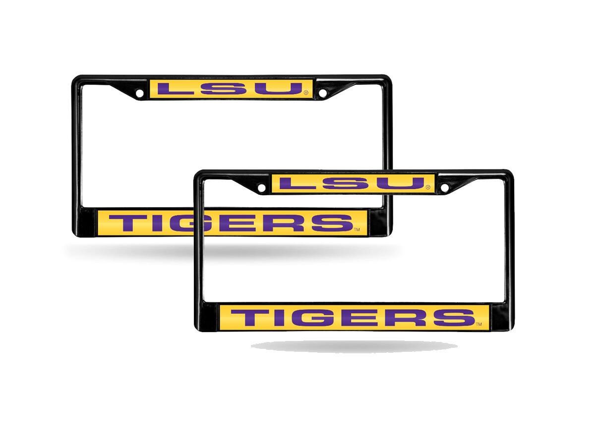 Louisiana State LSU Tigers Black Metal Laser License Plate Frame - Set of 2 Frames