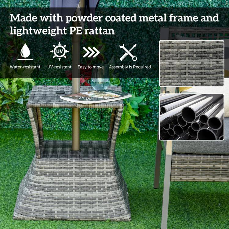 Made with powder coated metal frame and lightweight PE rattan

- Water-resistant
- UV-resistant
- Easy to move
- Assembly is Required