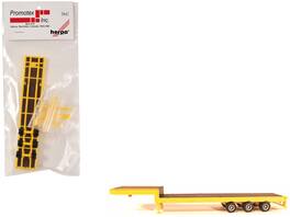 3-Axle Step Deck Equipment Trailer with Ramps 1/87 (HO) Plastic Model by Promotex - Yellow