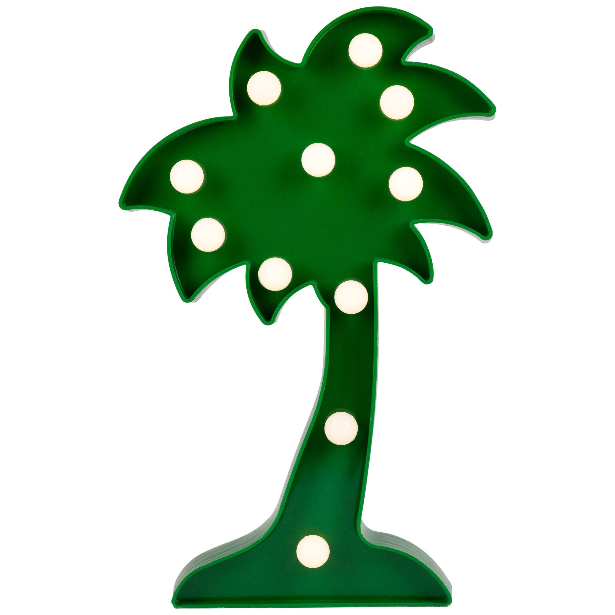 Alt View 1. Northlight - LED Lighted Palm Tree Marquee Wall Art - 10" - Green - Green.