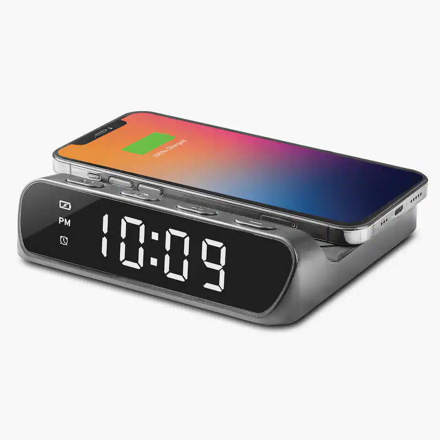 iHome Alarm Clock with Wireless Charger for iPhone, Android, and