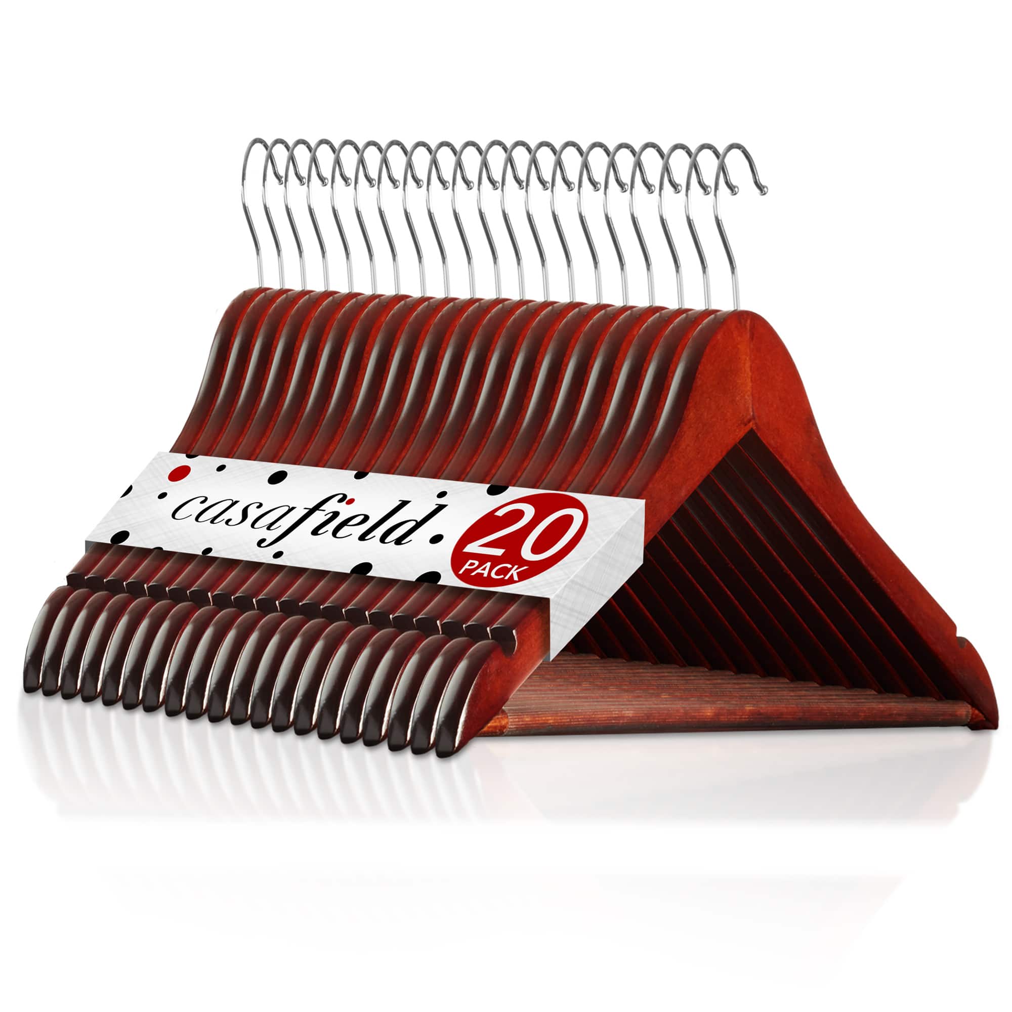 Casafield - 20 Wooden Suit Hangers - Cherry