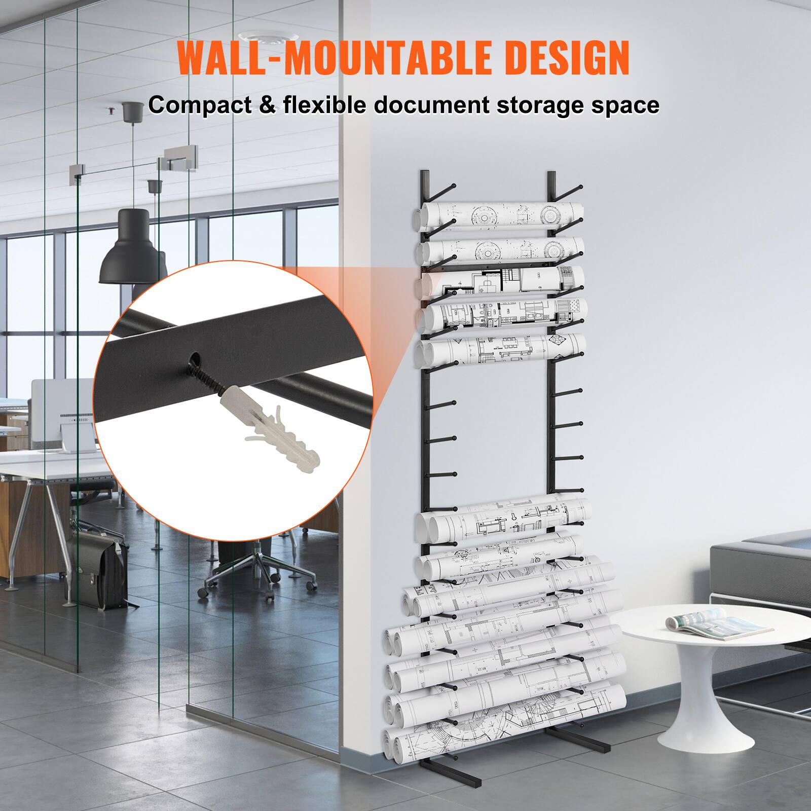 WALL-MOUNTABLE DESIGN  
Compact & flexible document storage space