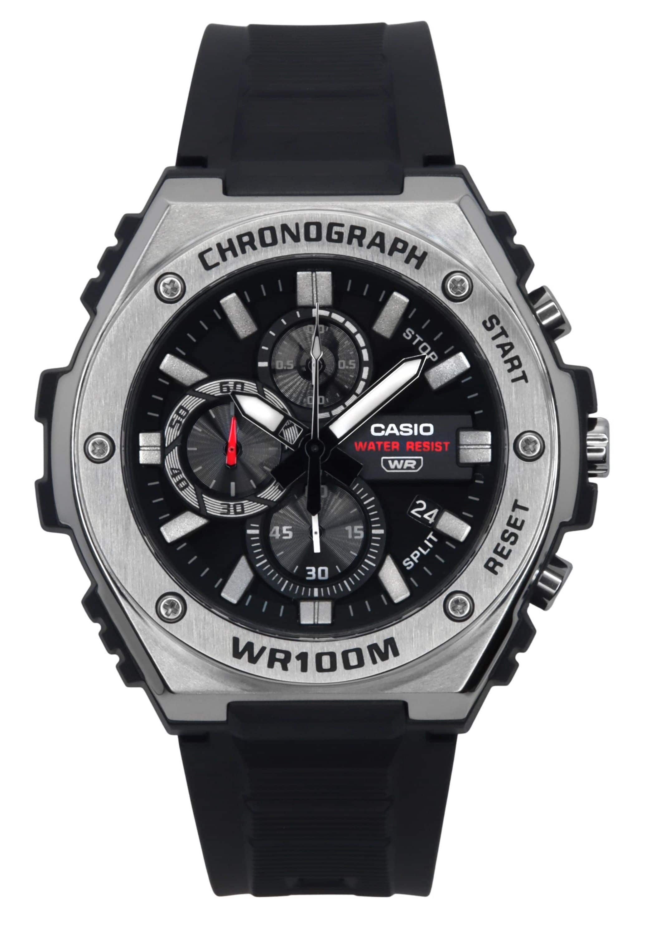 Casio - Analog Chronograph Quartz MWA-300H-1AV Mens Watch Resin Strap Dial 100M - Black