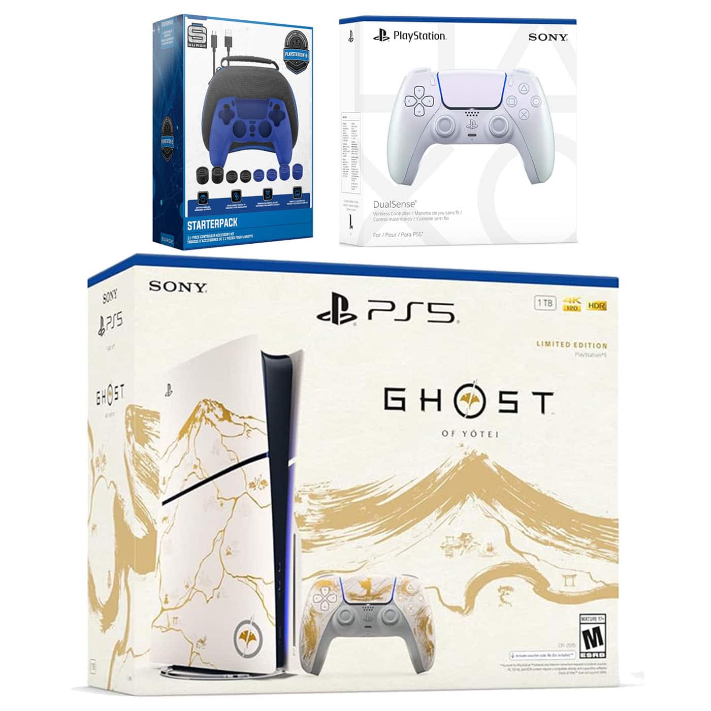PlayStation 5 Ghost of Yotei Disc Bundle + Extra Controller, Accessory Kit - PlayStation 5