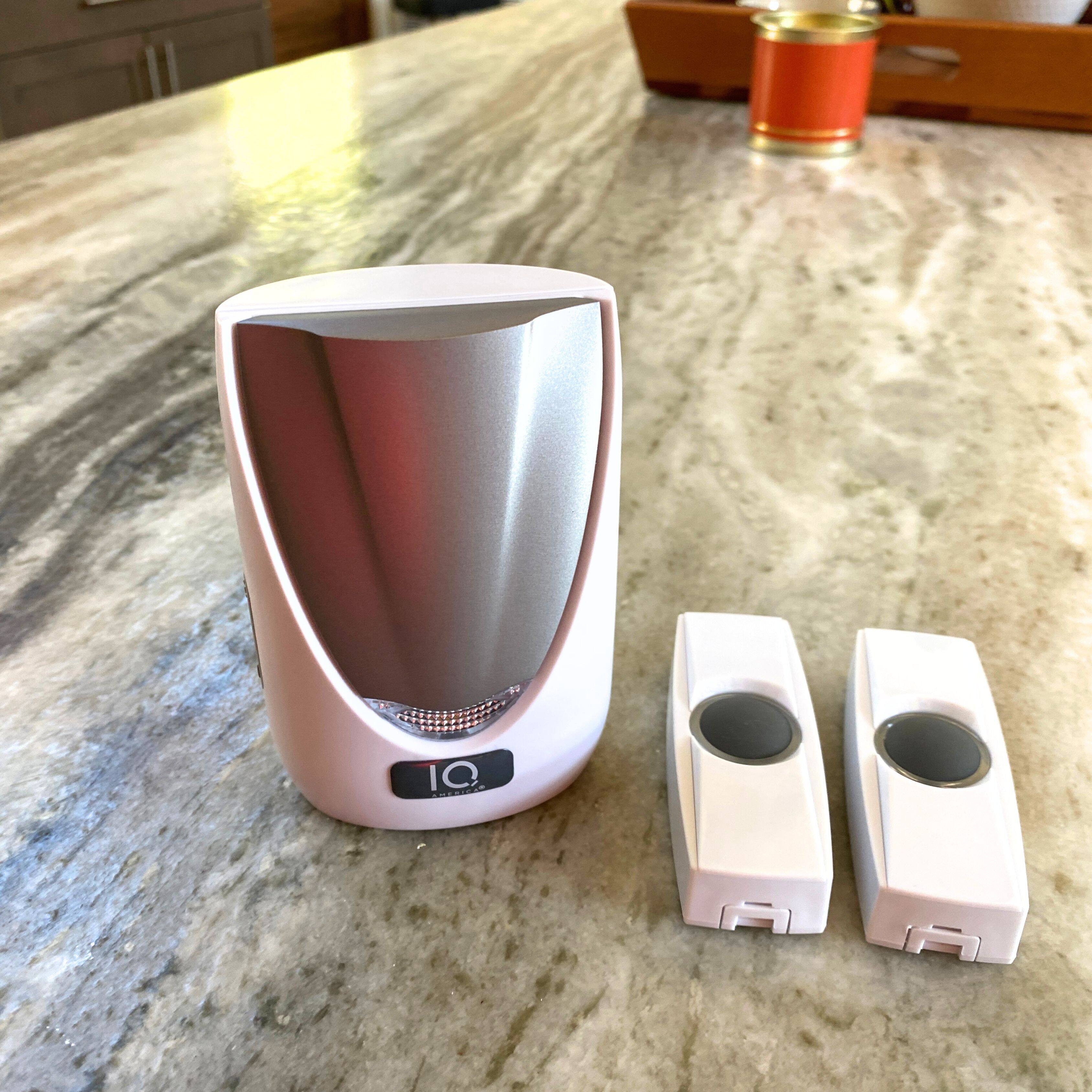 Alt View 4. IQ America - Battery Powered Wireless Door Bell Chime with Visual Alert, 6 Chime Tones 4 Volume Levels, 2 Buttons - White.