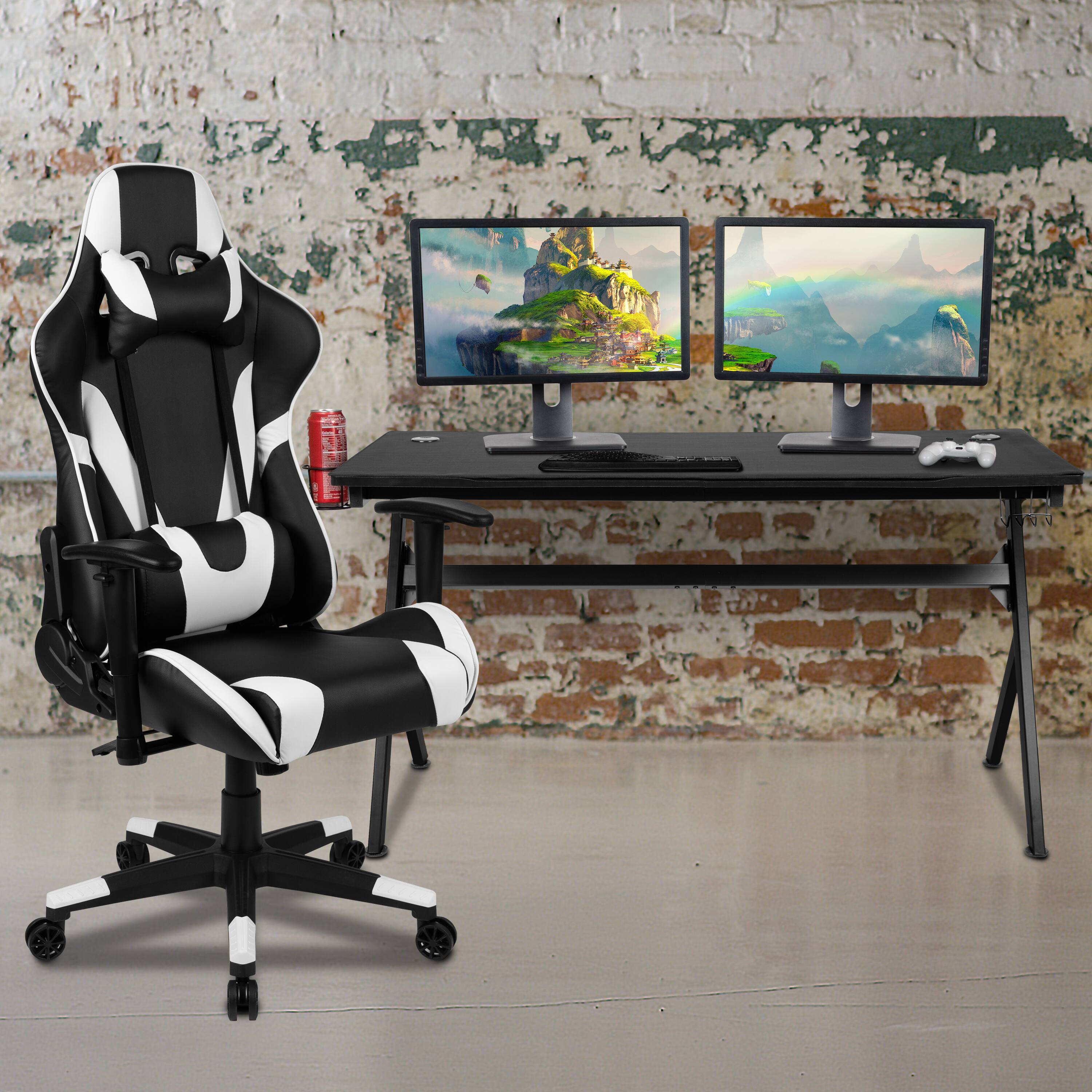 Alt View 1. Emma + Oliver - Gaming Desk Bundle - Cup/Headset Holder/Mouse Pad Top - Black.
