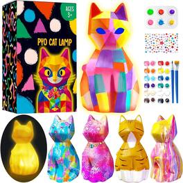 Schertz - DIY 3D Cat Lamp Craft Kit – Paint Your Own, Warm Light Night Light for Kids