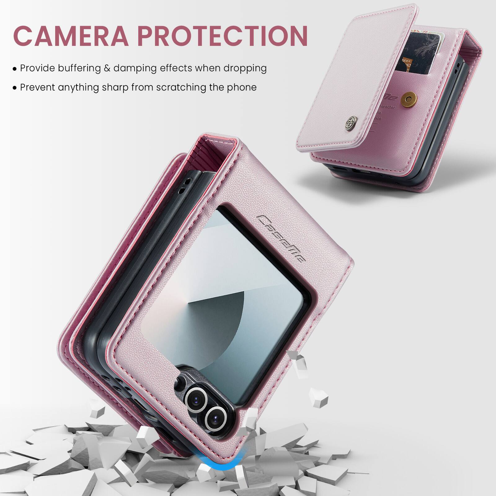CAMERA PROTECTION

- Provide buffering & damping effects when dropping
- Prevent anything sharp from scratching the phone
