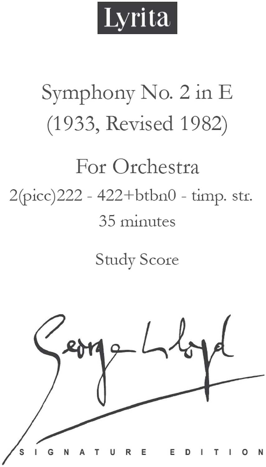 PopMarket - George Lloyd - Symphony No. 2 - Study Score - Multicolor price history on PriceWatchPro