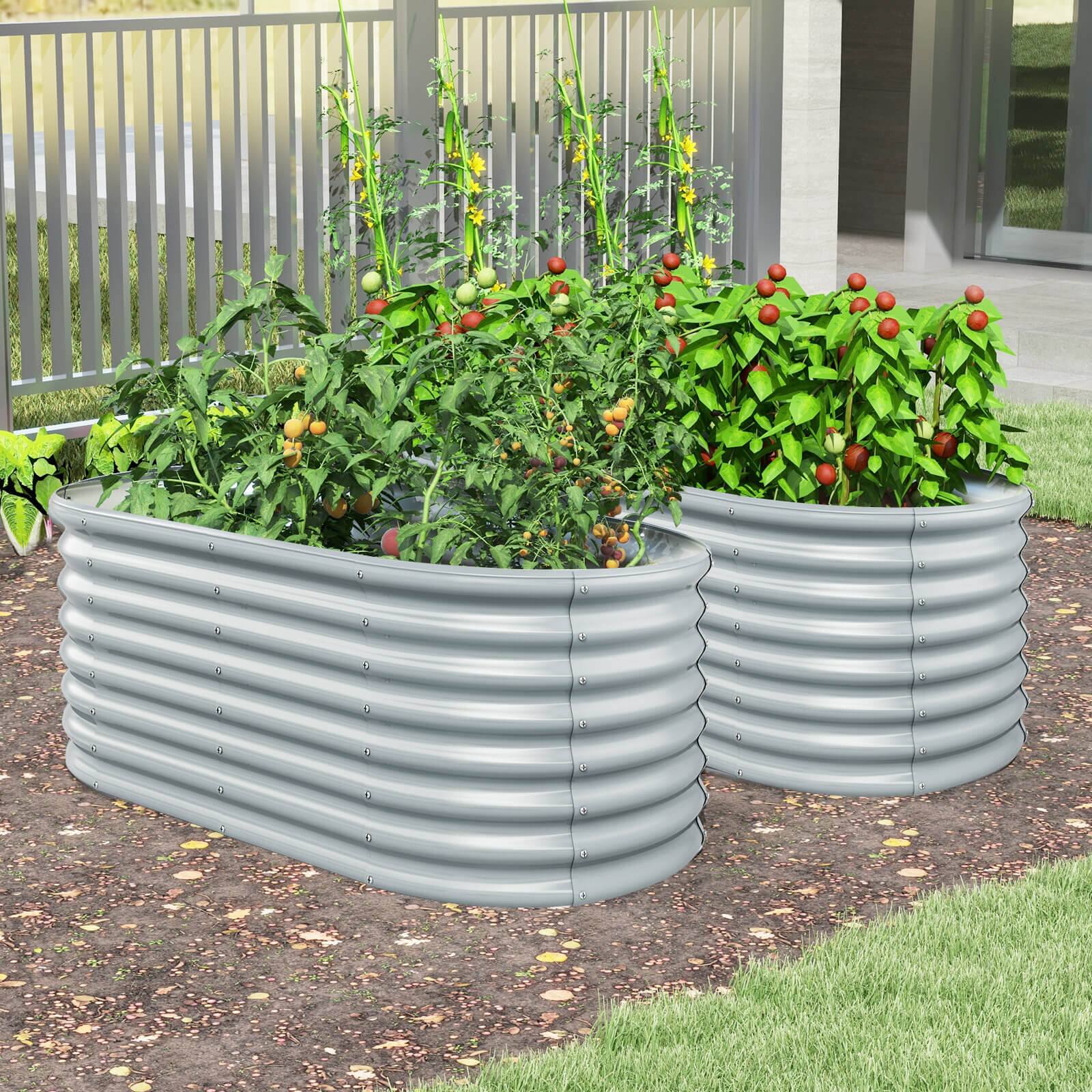 Alt View 5. Costway - Costway 2 PCS Raised Garden Bed Kit Planter Raised Garden Boxes Outdoor 65" x 32" x 24" - Gray.