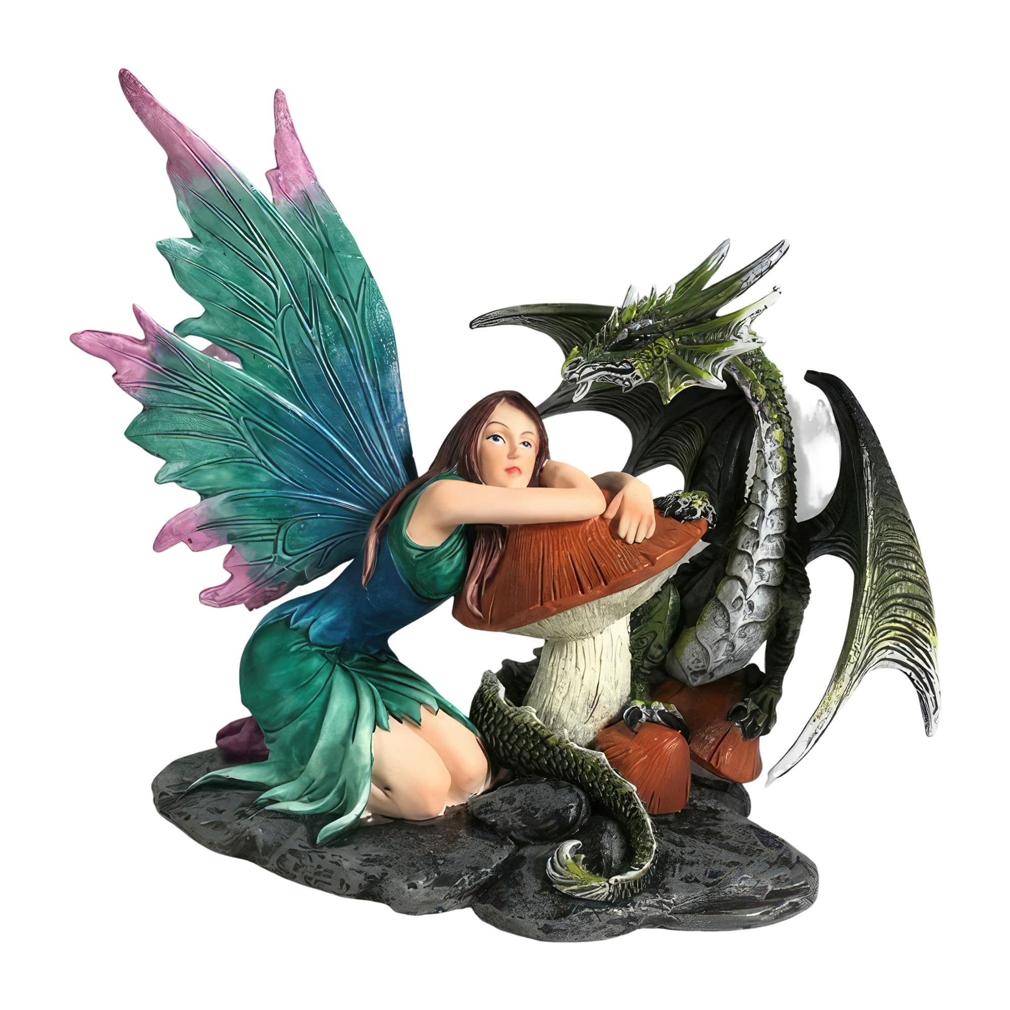 FC Design - 6.75"W Fairy with Dragon Figurine Statue Office/Computer Desk Tabletop Medieval Gaming Home Decor Gift - Multi-Color