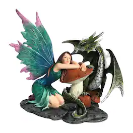 FC Design - 6.75"W Fairy with Dragon Figurine Statue Office/Computer Desk Tabletop Medieval Gaming Home Decor Gift - Multi-Color