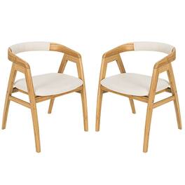 Gymax - Set of 2 Bamboo Accent Chairs Leisure Chairs Armchairs w/ Seat Cushion - Natural