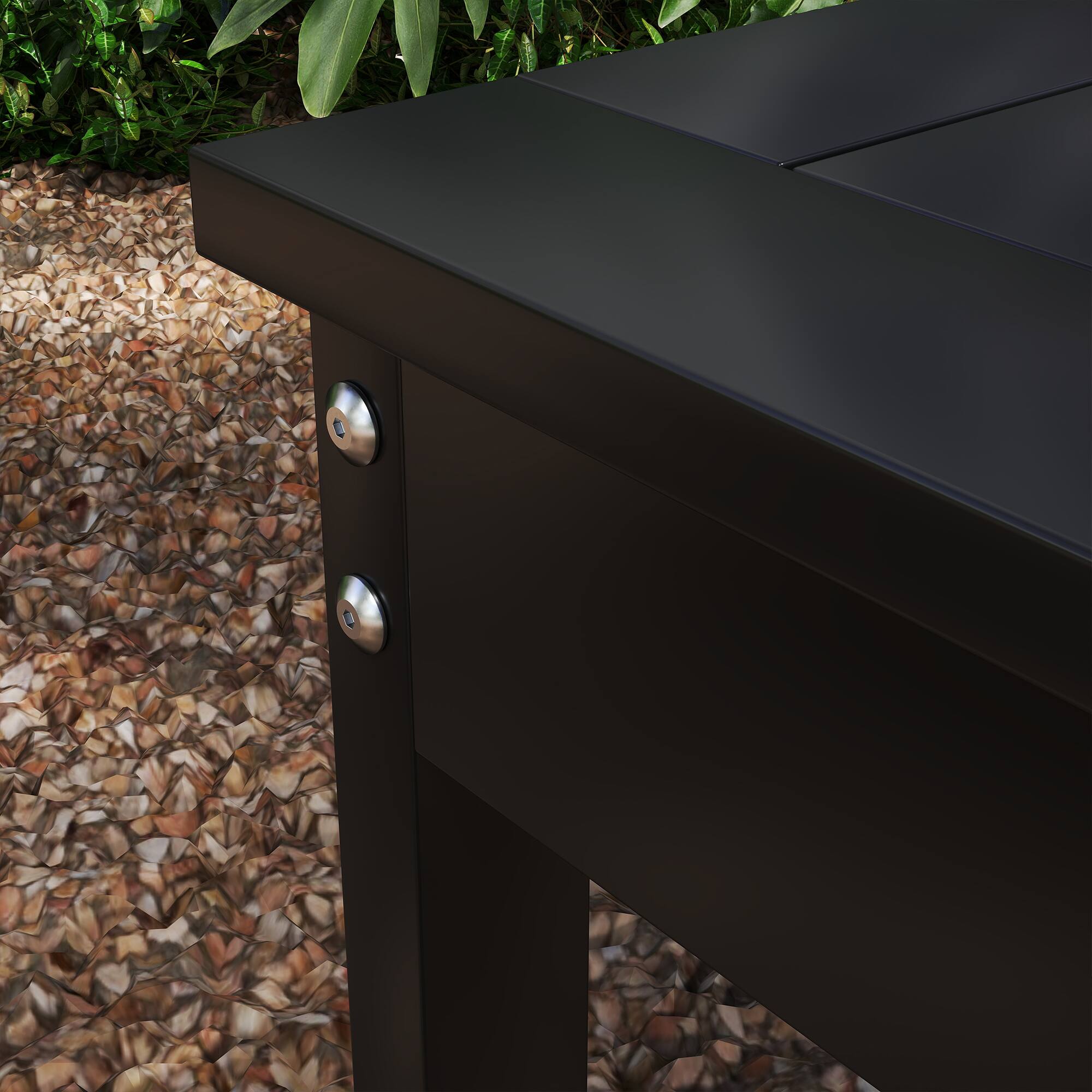 Alt View 8. Outsunny - 47" Outdoor Bench, 2-Person HDPE All-Weather Garden Bench Seat, Backless Patio Bench with Slatted Seat - Black.