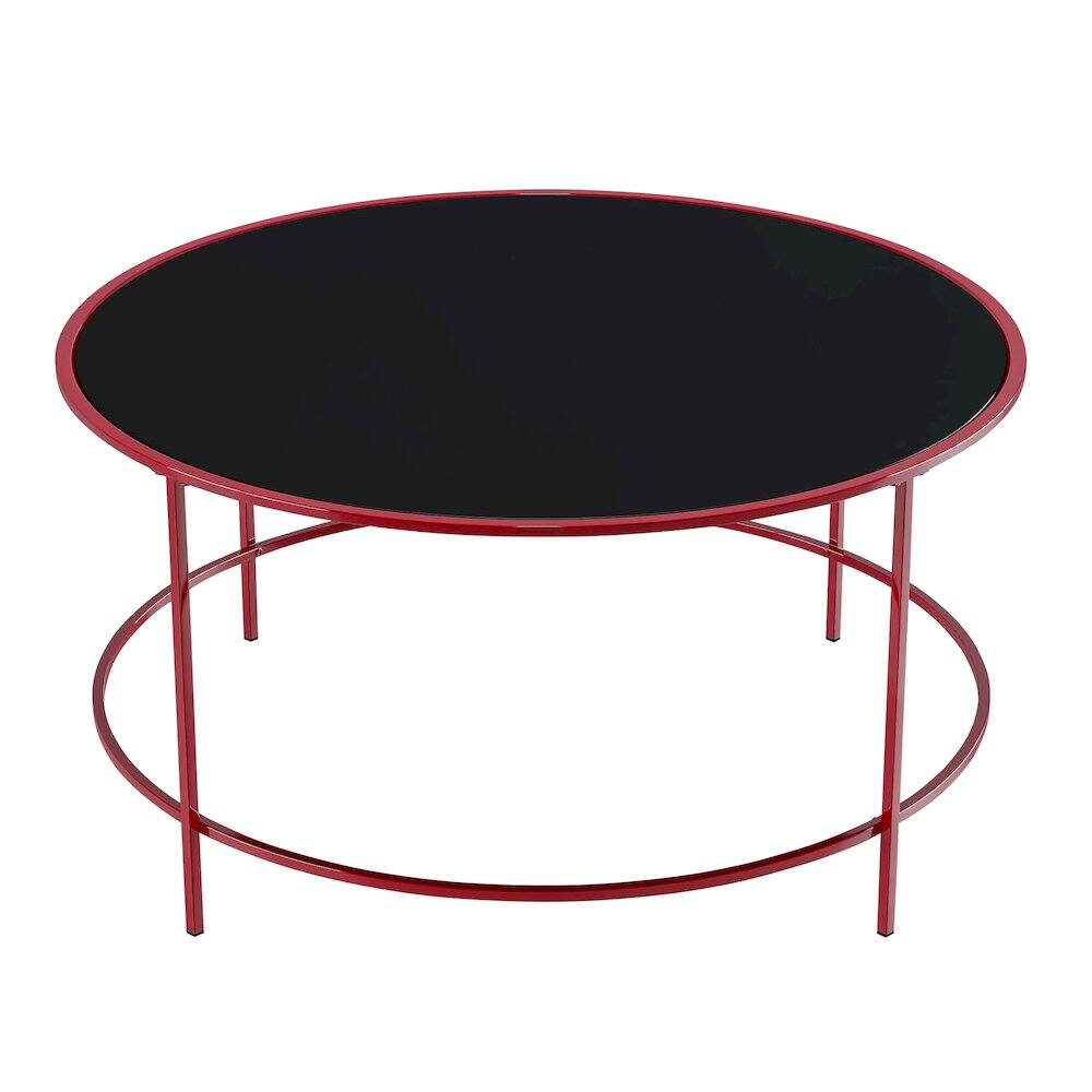 Alt View 2. Furniture of America - Rockbel Contemporary Glass Top Round Coffee Table - Red.