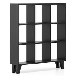 Pefilos - 9-Cube Bookcase - 6 Removable Shelves Raised Feet, Easy-Clean Home Storage - Black